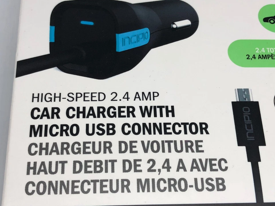 Incipio High Speed 2.4A CAR Charger w/ Micro USB Connector - Black - Image 2 of 4