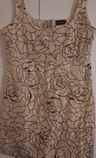 PrettyLittleThing Mini Dress Size 16 Cream/Gold Glam Christmas New Year