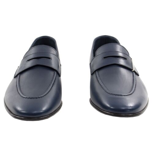 NIB Pelletieri Di Parma Blue Leather Italy Lined Moccasin Loafers Shoes 8.5 US - Picture 4 of 12