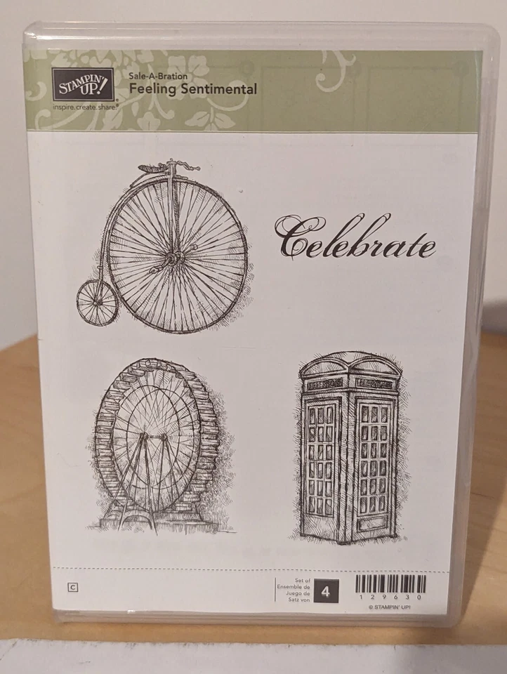 Stampin' Up! Clear Mount 4x Stamp Set - Feeling Sentimental  - Very Good - Image 4 of 4