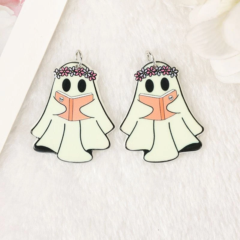 Halloween Coffee Acrylic Charms - Kawaii Ghost Pendants DIY Jewelry Making 6pcs - image 2 of 4