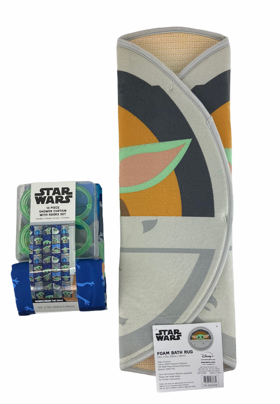 Star Wars Mandalorian The Child Shower Curtain With Rings Plus Foam