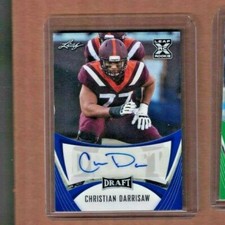 2021 Leaf Draft Autograph Card BLUE Parallel Christian Darrisaw Vikings VA Tech