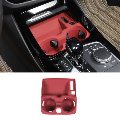 Red Silica Gel Cup Holder Cushion Frame Fits BMW x3 x4 G01 G02 2018-2023