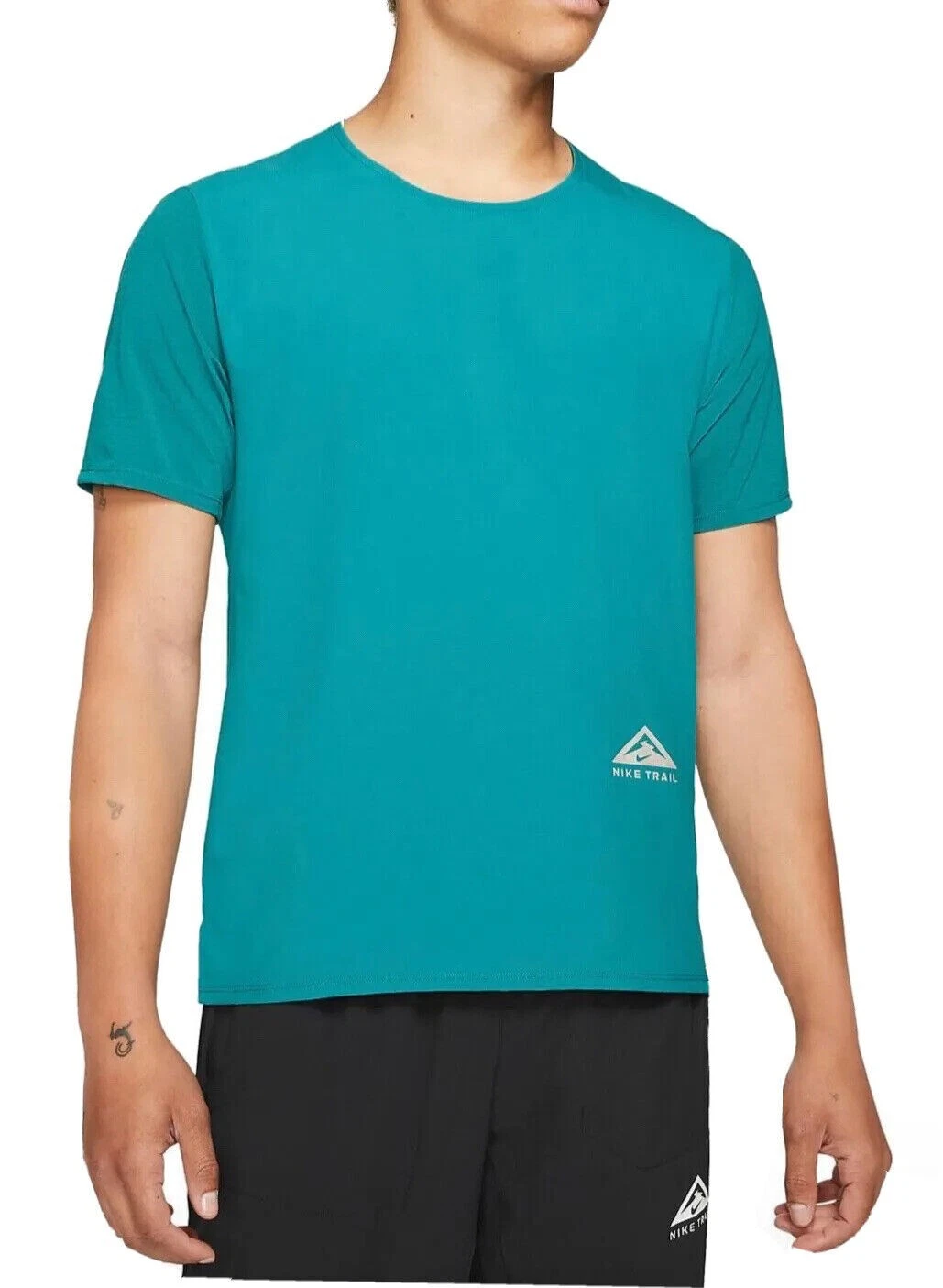 NIKE MENS DRI FIT LIME GREEN RISE 365 TRAIL SHORT SLEEVE TOP SIZE XL $50