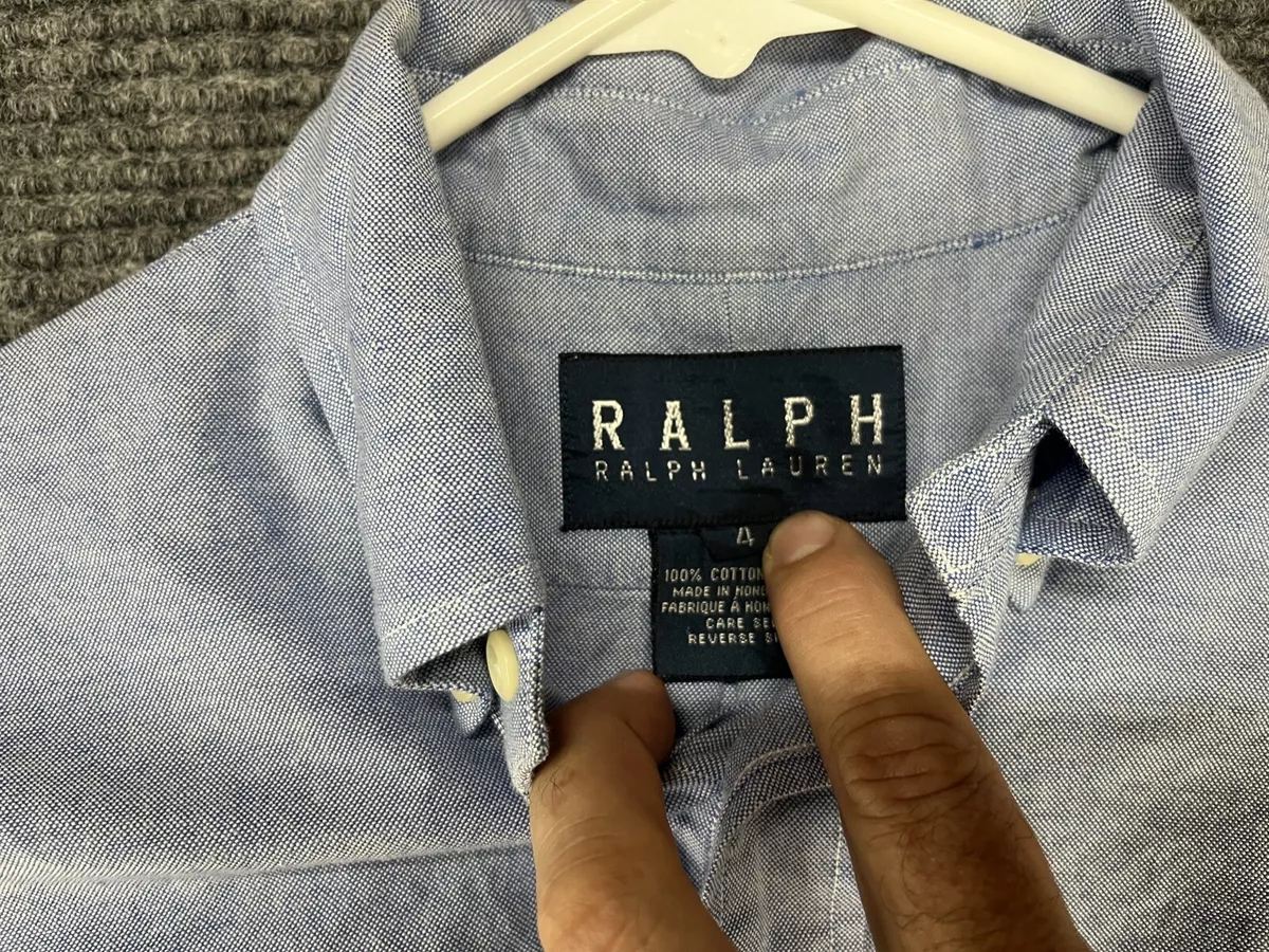 RRL Double RL Ralph Lauren blue white Chambray Button Down Shirt Size 4