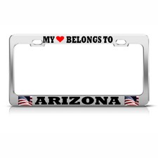 My Heart Belongs To Arizona License Plate Frame Usa Flag Auto Tag Border
