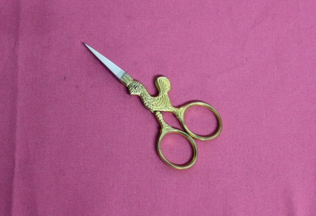 Stork Embroidery Scissors 3.5 Inch Gold Plated
