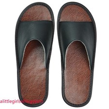 Men Leather Plus Sizes Home Indoor House Slippers Women Soft Flat Soft Shoes New
