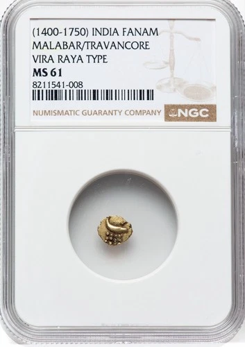 India Malabar/Travancore Fanam (1400-1750) Vira Raya Type NGC MS 61