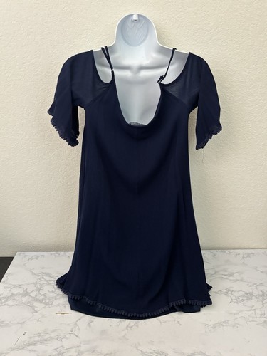 Naif Stretch Bauern Tunika Bluse Gr. S blau Häkelbesatz Spitze Pullover Oberteil E2 - Bild 4 von 7