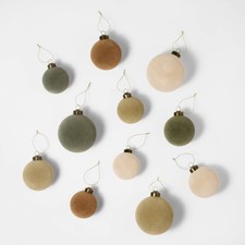 Set of 11 Velvet Christmas Ornaments Green/Neutral/Cream - Threshold designed