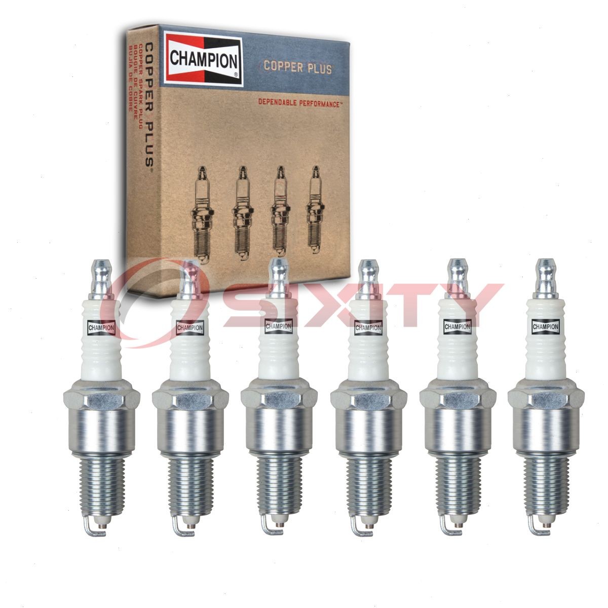 6 pc Champion Copper Plus Spark Plugs for 1969 International M800 Navy 3.8L lx