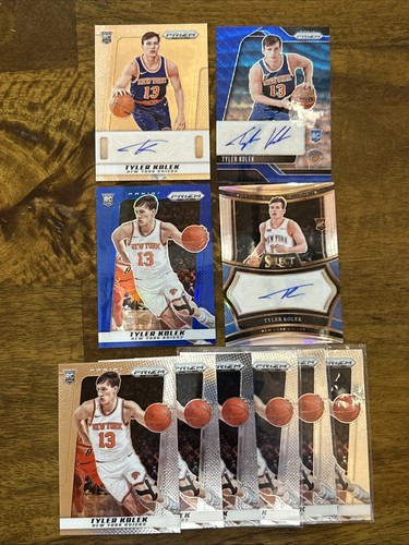 (10) Card Rookie Lotto 2024 Tyler Kolek Deca Prizm Select Auto Blu RC Knicks