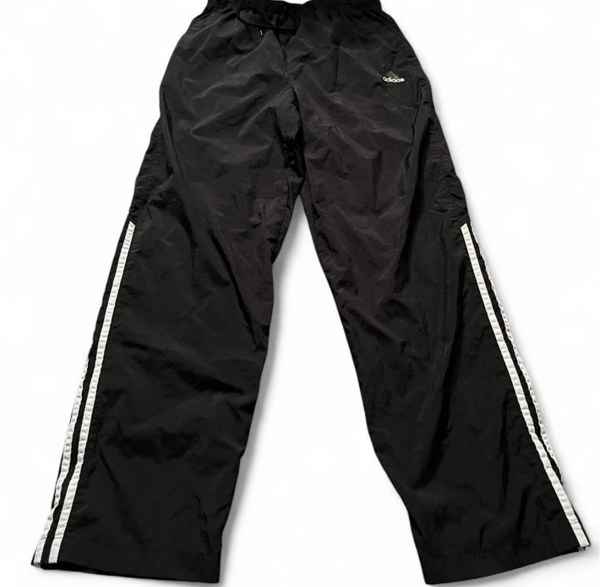 Vintage 90s Adidas Windbreaker Track Pants Men’s M Black White Nylon