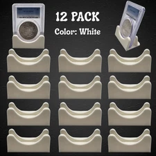 (12) Coin Slab Holder Display Stand PCGS, NGC, ANACS Holder Plastic - White
