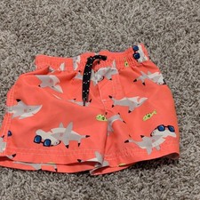 Carter's 24 Months Swim Trunks Shark Print Orange Drawstring