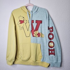 Disney Winnie the Pooh Colorblock Hoodie XL 15-17 Yellow Gray Graphic Pullover