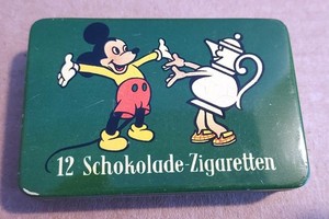 Rare Mickey Mouse - Walt Disney German Chocolate Cigarette Tin 1940's or 1950's
