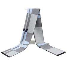 Men's Scarves Classic Arrival Winter Plaid Scarf Tassel Edge Soft Warm Grey New