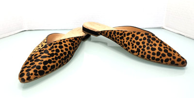 Birdies The Swan pointed toe cheetah print calf hair leather mule flat shoes 9.5