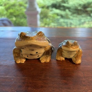 Pair of Antique Japanese Porcelain Frog Figures