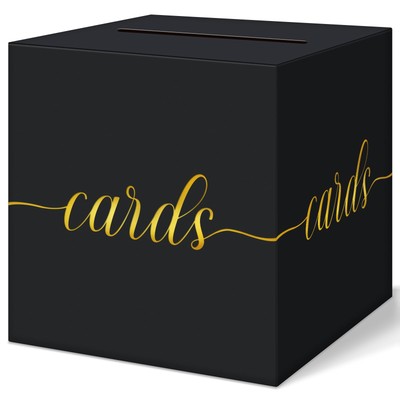 Black Graduation Card Box with Gold Foil for Party Wedding Reception Gift