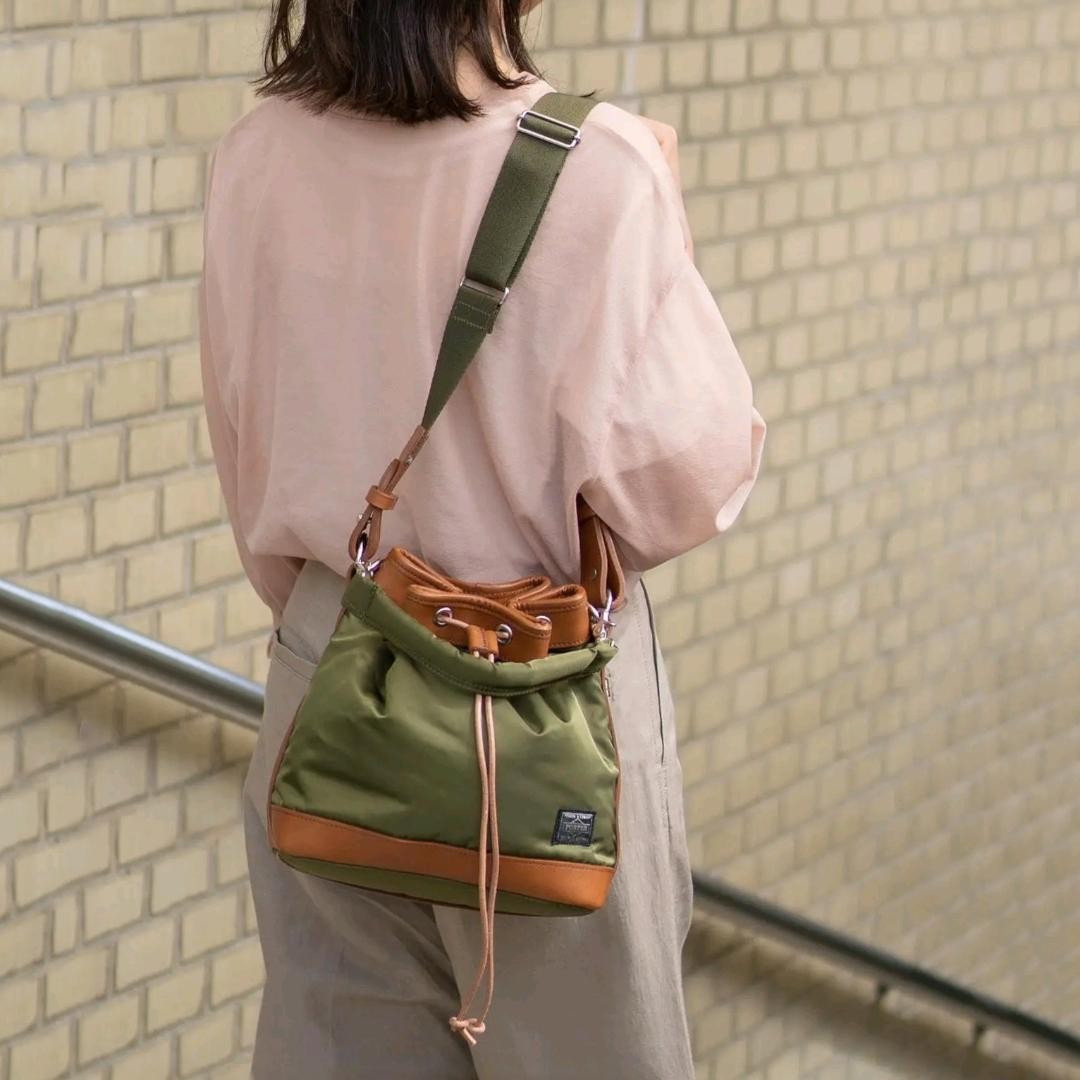 Yoshida Kaban Porter String Drawstring Bag Khaki … - image 3