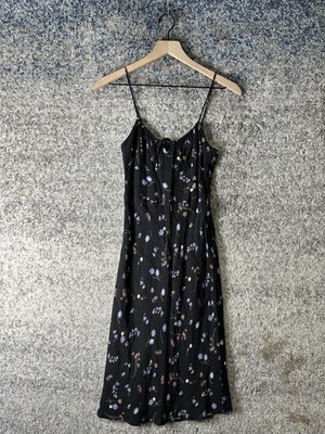 black floral midi slip dress Black Floral Zipper Slip Midi Dress