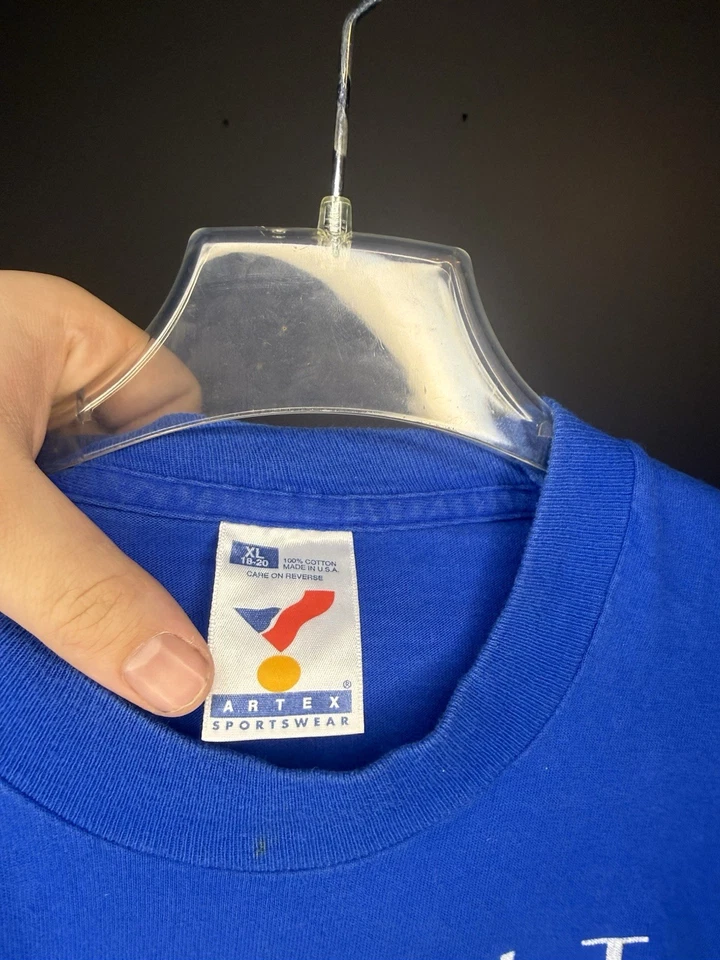 Винтажная футболка Detroit Lions Taz 1996 Artex синяя РЕДКАЯ NFL средний размер сделано в США - Изображение 4 из 4