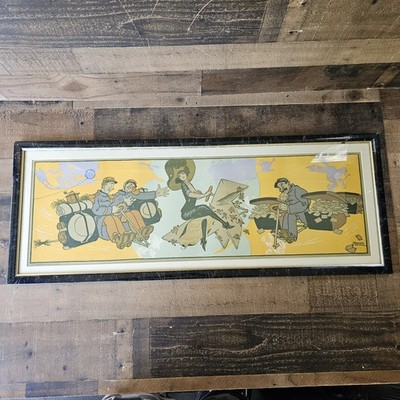 Edouard Bernard Aviation Lithograph Framed Art Nouveau Fantasy