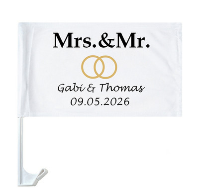 Autofahne Just married Wunschname personalisiert Msr. & Mr.