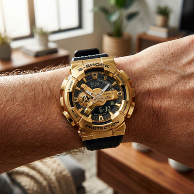 G-Shock GM-110G-1A9JF Gold/Black Rubber Quartz Digital Analog Watch