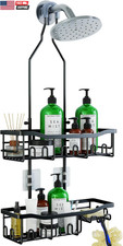 Upgraded Extended Length Shower Organizer with Hooks, Rustproof Shampoo Soap Hol