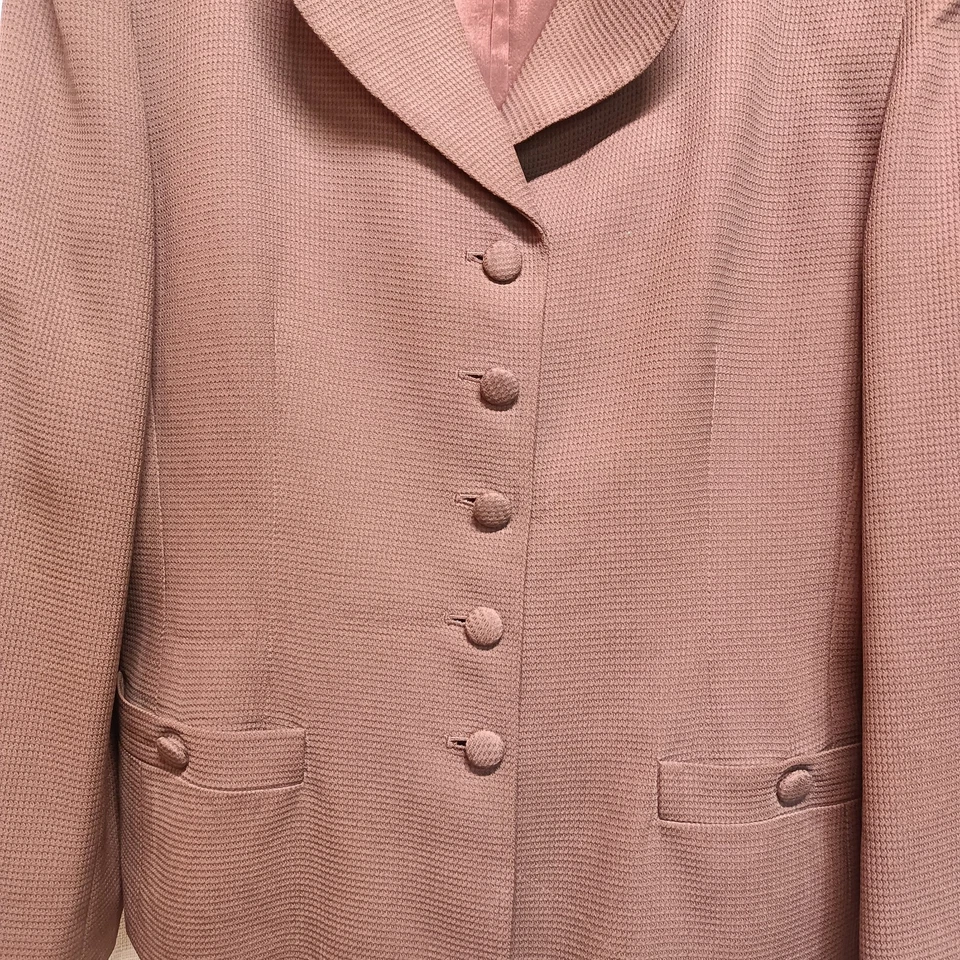 Traje de mujer Saville talla 12 marrón pata de gallo 100 % seda de colección Foto 4 de 4