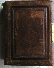 VICTORIAN SMALL  LEATHER BOUND  PHOTOGRAPH ALBUM CONTAINING 48 PHOTOS.