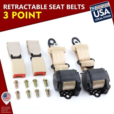 Universal 3 Point Retractable Car Seat Belt Bolt Automatic Safety Strap Kit