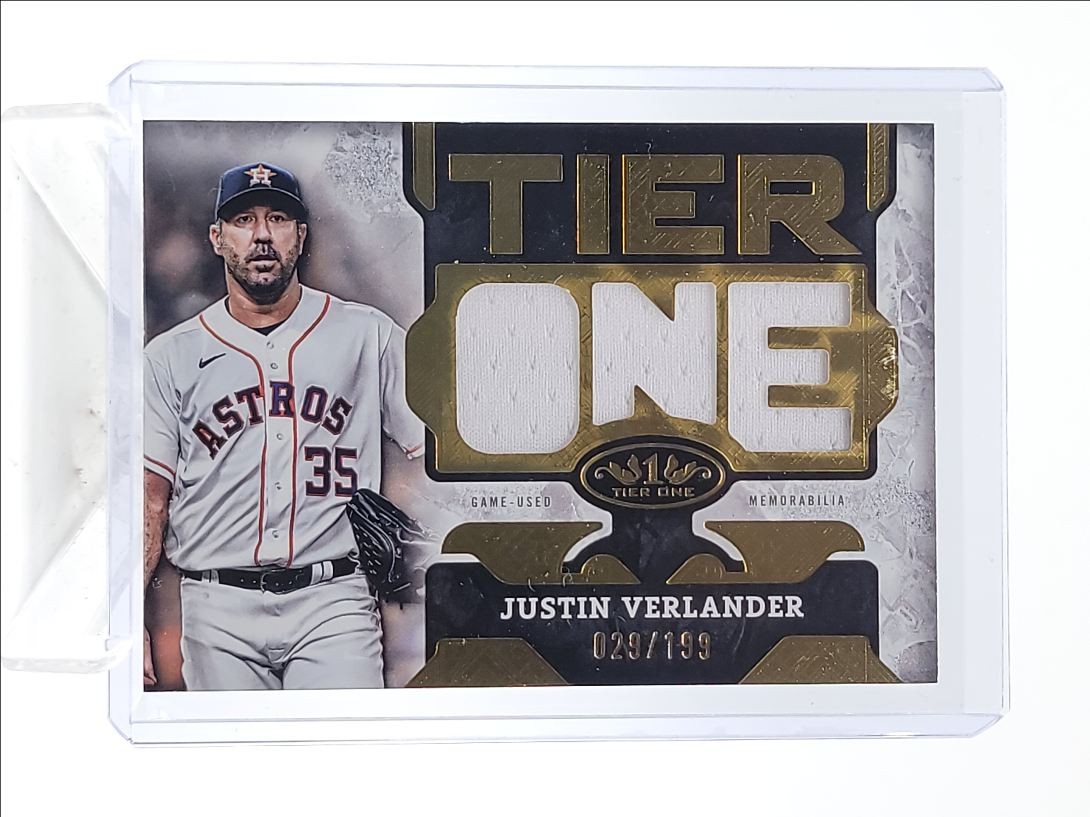 JUSTIN VERLANDER 2025 TOPPS TIER ONE GAME WORN DIE-CUT PATCH A /199 Q5584