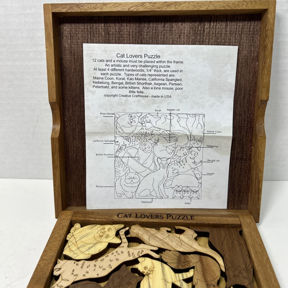 猫爱好者拼图木制拼图带盒创意工匠美国 7 x 7 — 第 2/4 张图片