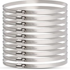 Large Stainless Steel Hose Clamps 10 Pack, 8 Inch Adjustable 7-3/4" to 8-1/2