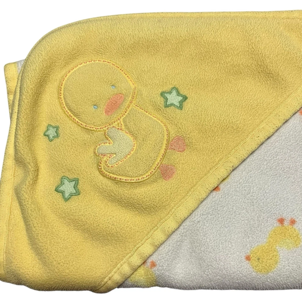 Vtg Y2K Carters Microfleece Micro Fleece Baby Blanket White Duck Star 26x32” - Image 2 of 4