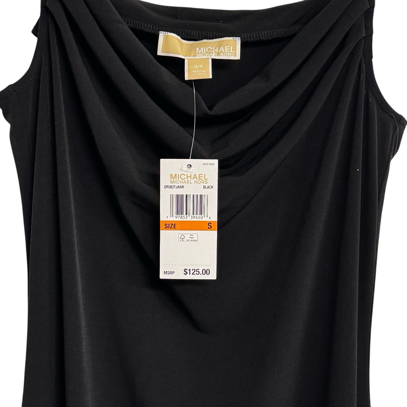 NEW Michael Kors Black Dress Crystal Rhinestone Strap Drape Sz S/P NWT MSRP $125 thumbnail 2