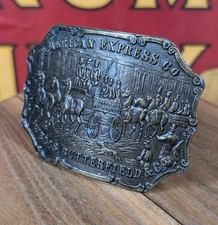American Express Co Wells Butterfield  Co Vintage Brass Belt Buckle 1970s USA