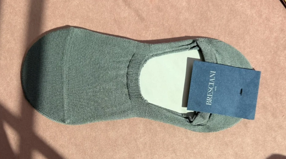 Italian Women's Bresciani Socks NWT Grey No Show Cotton Blend Size M