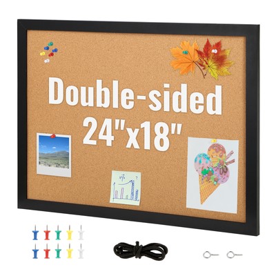 Uimoso Cork Board Bulletin Board 24'' x 18'' with MDF Sticker Frame Wall Mounted
