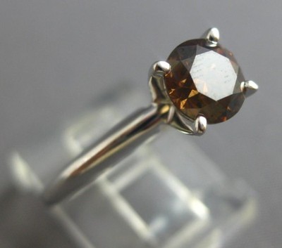 .89CT CHOCOLATE FANCY DIAMOND 14KT WHITE GOLD 3D ROUND SOLITAIRE ENGAGEMENT RING