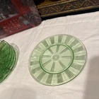 Vintage Green Uranium / Vaseline Hazel Atlas Spoke Wagon Wheel Bread Plates
