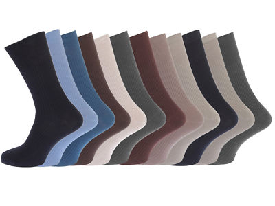 12 Paar nicht elastische Herrensocken 100 % reine Baumwolle Komfort weicher Griff Diabetiker 6-11