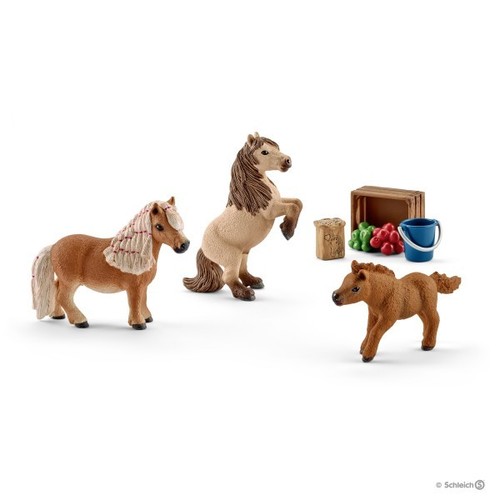 NEW SCHLEICH 41432 Miniature Shetland Pony Family & Accessories - Horse RETIRED | eBay