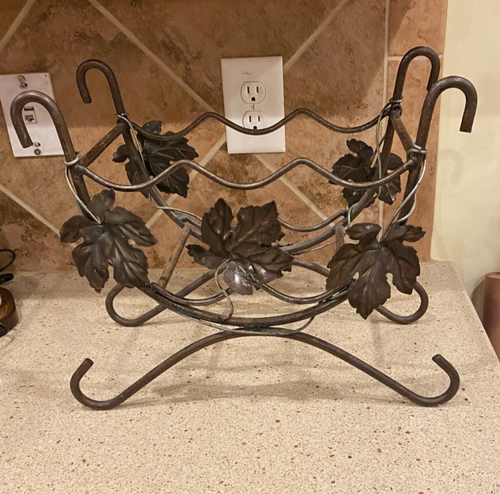 Wine Rack Metal Counter-Grape Vine & Leaves Design Holds 5 Bottles NOT ...